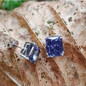 Sparkling 7 CT*2 Crushed Ice Cut Dark Tanzanite Blue Earrings